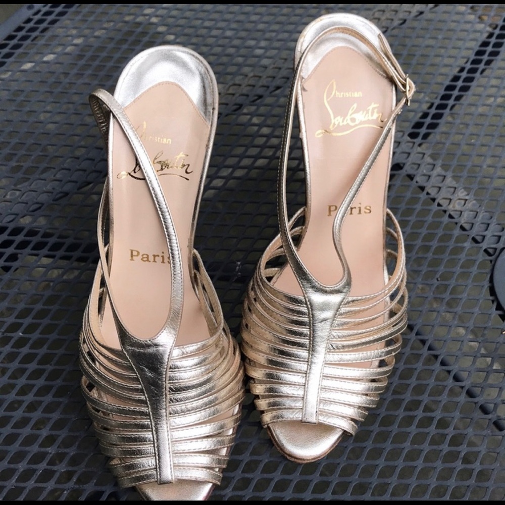 Louboutin Strappy Gold Sandals